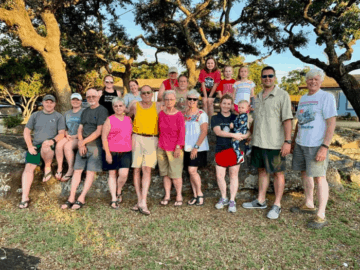 Image of a family reunion at our Lake Buchanan cabins in the Texas Hill Country